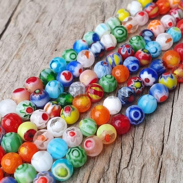 Millefiori gyngyk 4 mm zsinr