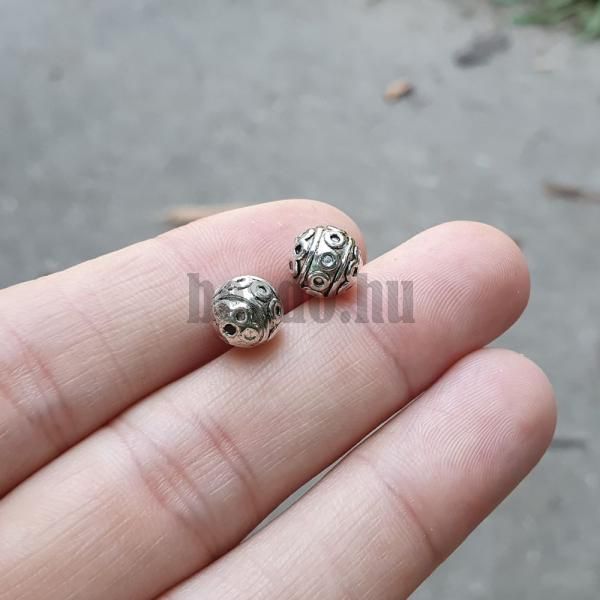 Óezüst tibeti gyöngyek 8 mm 10 db
