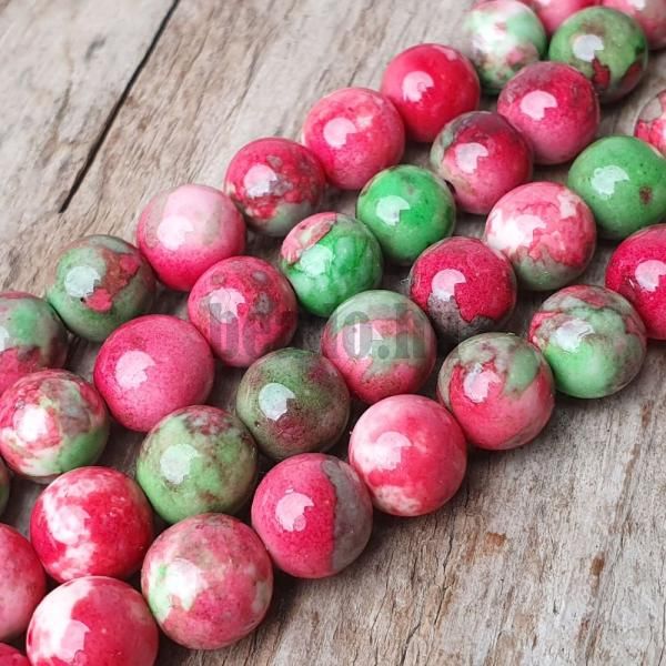 Trkiz mints szintetikus gyngyk 8 mm rzsaszn zld zsinr