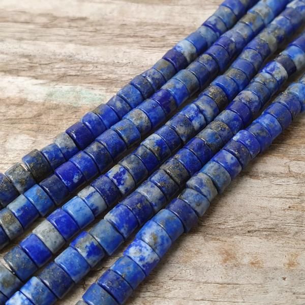 Lapis lazuli gyöngyök 4x2 mm heishi köztes gyöngy félzsinór