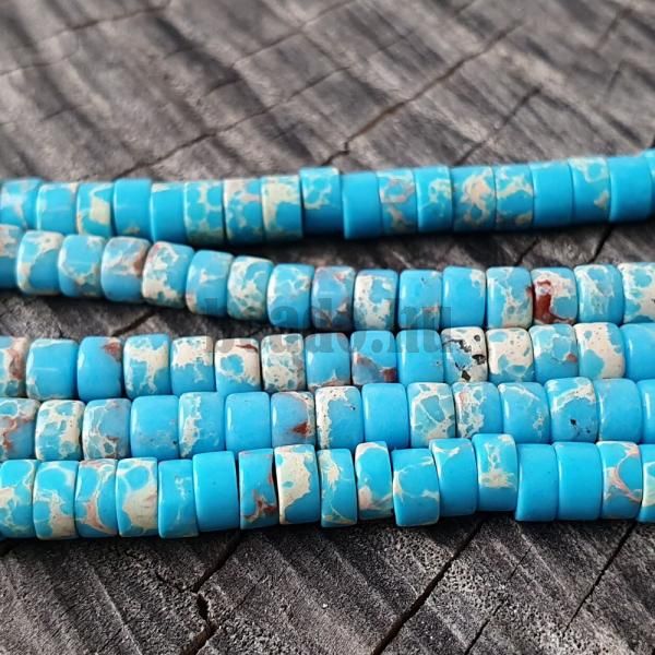 Regalit jspis trkiz gyngyk 4x2 mm heishi kztes gyngyk flzsinr