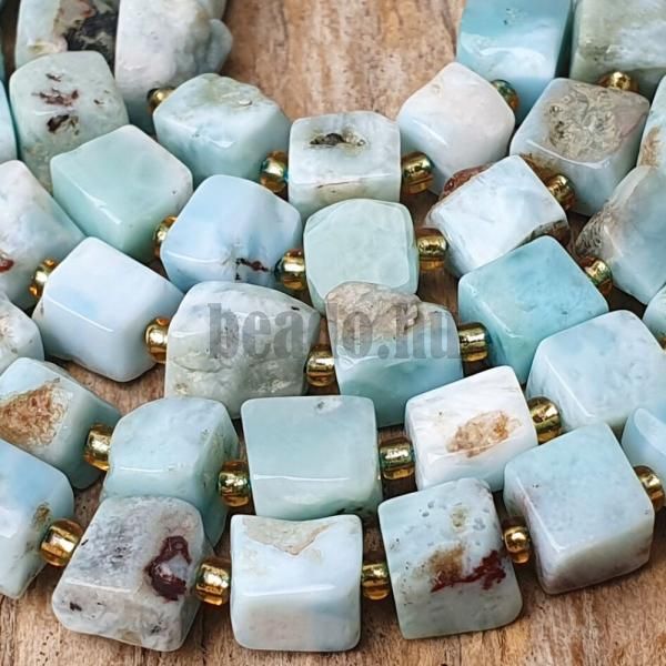 Larimar kevert sznek gyngyk 6 mm kockk flhossz zsinr