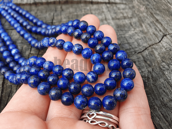 Lápisz lazuli Afganisztán gyöngyök 6 mm A-osztályú félhosszú zsinór