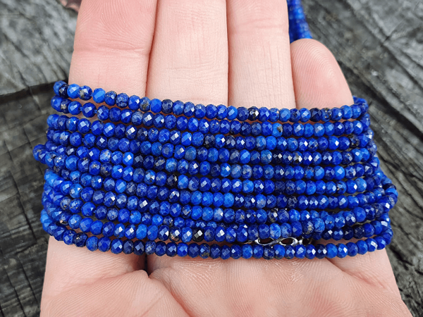 Lápisz lazuli 3x2 mm fánk csiszolt zsinór