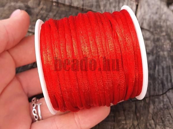 Szatn zsinr 2 mm piros spulni kb. 9 m