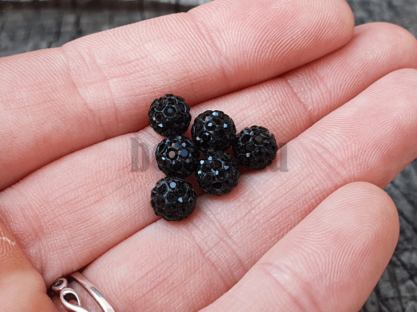 Shamballa gyngy 6 mm fekete 5 db