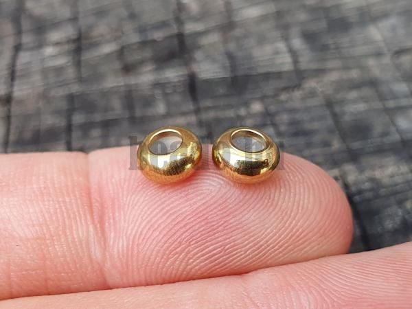 Charm kzdarab szkl 6x3 mm arany nemesacl 2 db