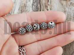 Charm kzdarab 8 mm ezst fekete cirkonnal