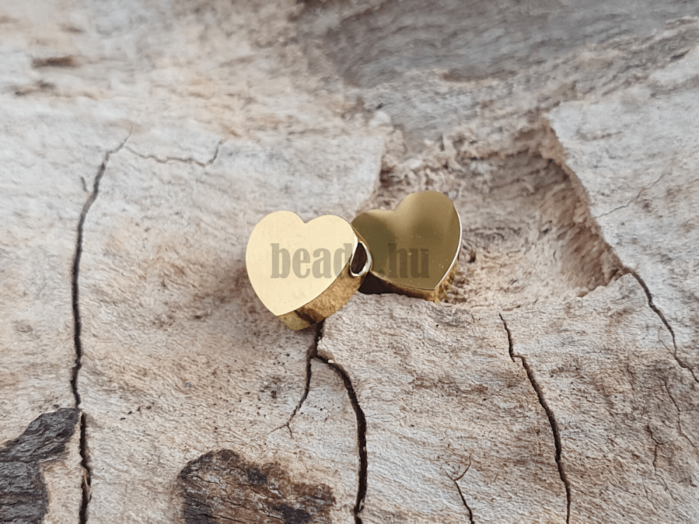 Szív gyöngy 8 mm lapos arany nemesacél 